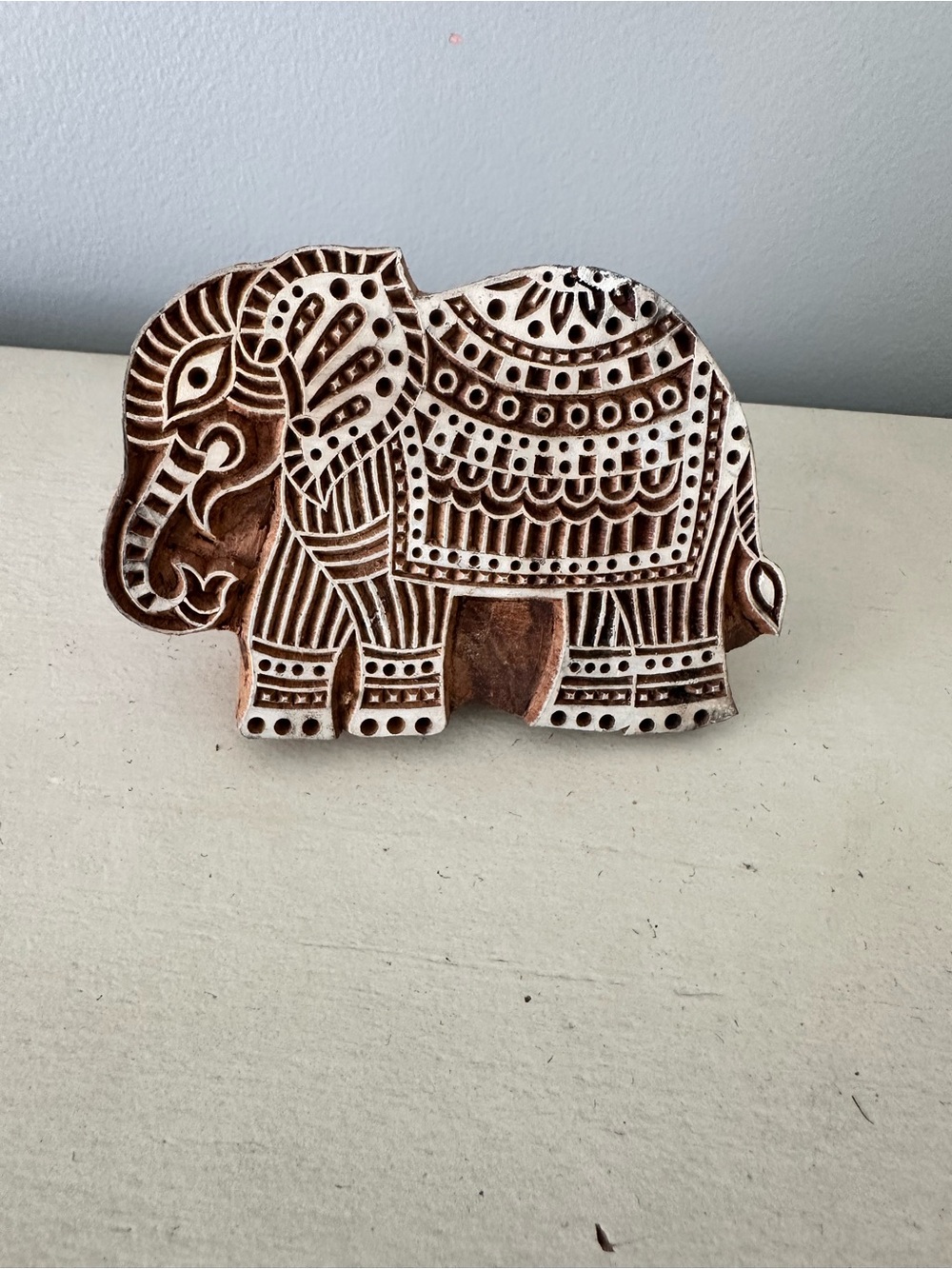 India wood stamper wooden Indian elephant animal cloth decor boho Bali